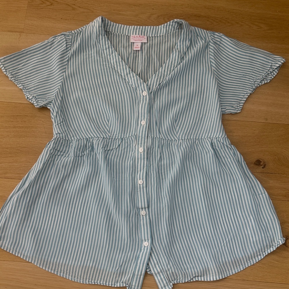 Isabel Maternity Light Blue Striped Top